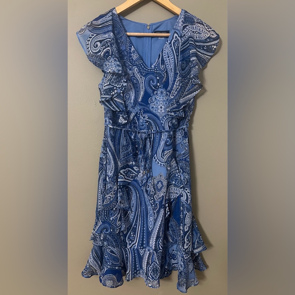 Tommy Hilfiger Paisley-Print Flutter-Sleeve Fit and Flare Dress